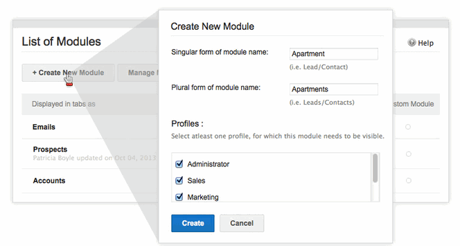 Zoho CRM now allows you to create custom modules to match your business