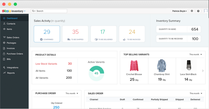 Zoho Inventory is perfect for small business inventory management