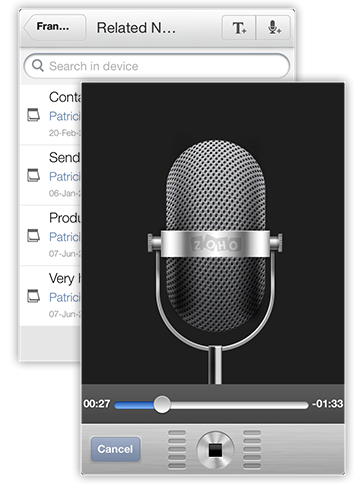 Zoho CRM voice notes recorder for your iPhone