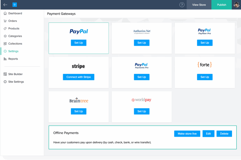 Zoho Commerce is integrated to all the popular payment gateway providers