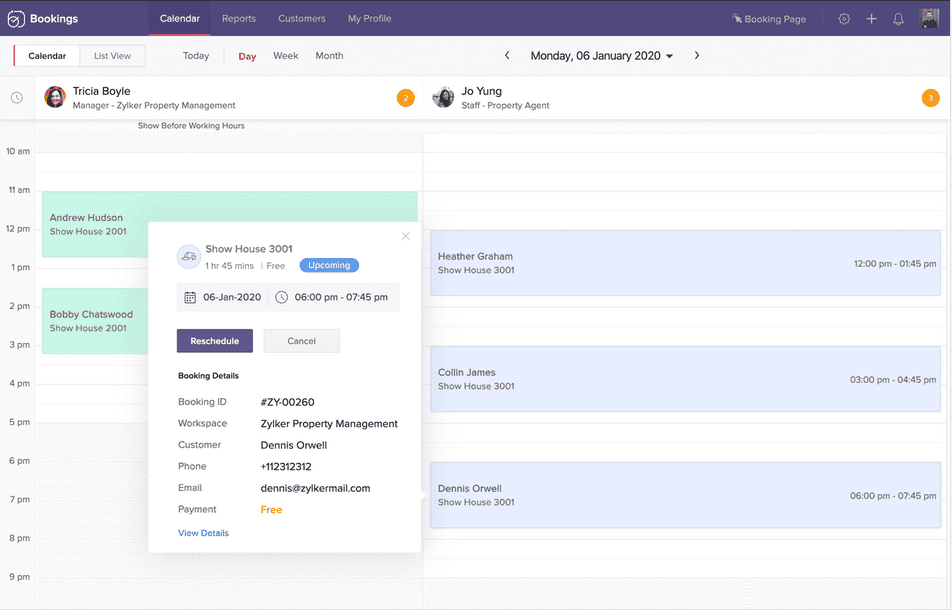 Zoho Bookings online time scheduling software