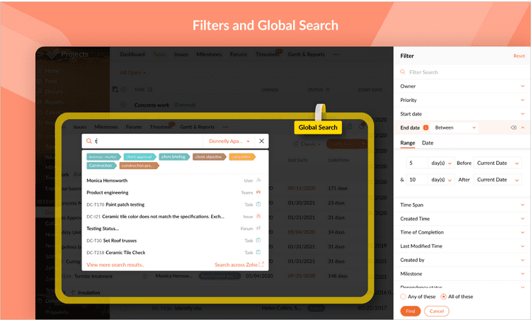 Extensive searching across project modules