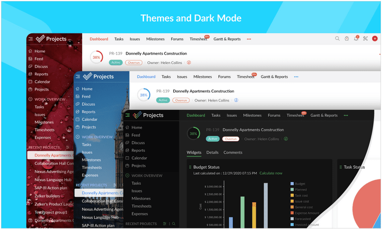 Zoho Project v7 themes and user interface