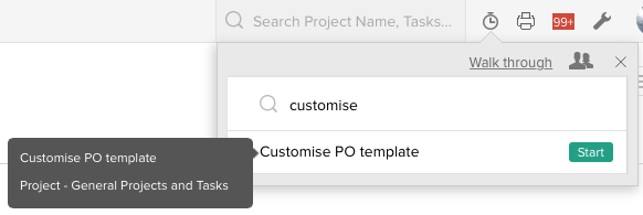 Zoho Projects task timer widget