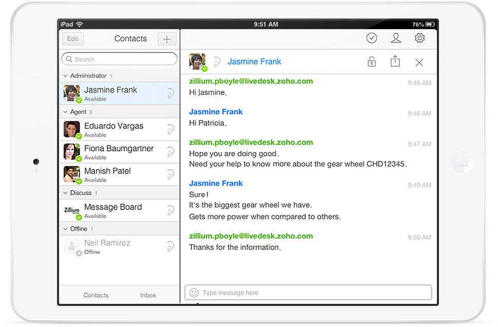 Zoho SalesIQ livechat function