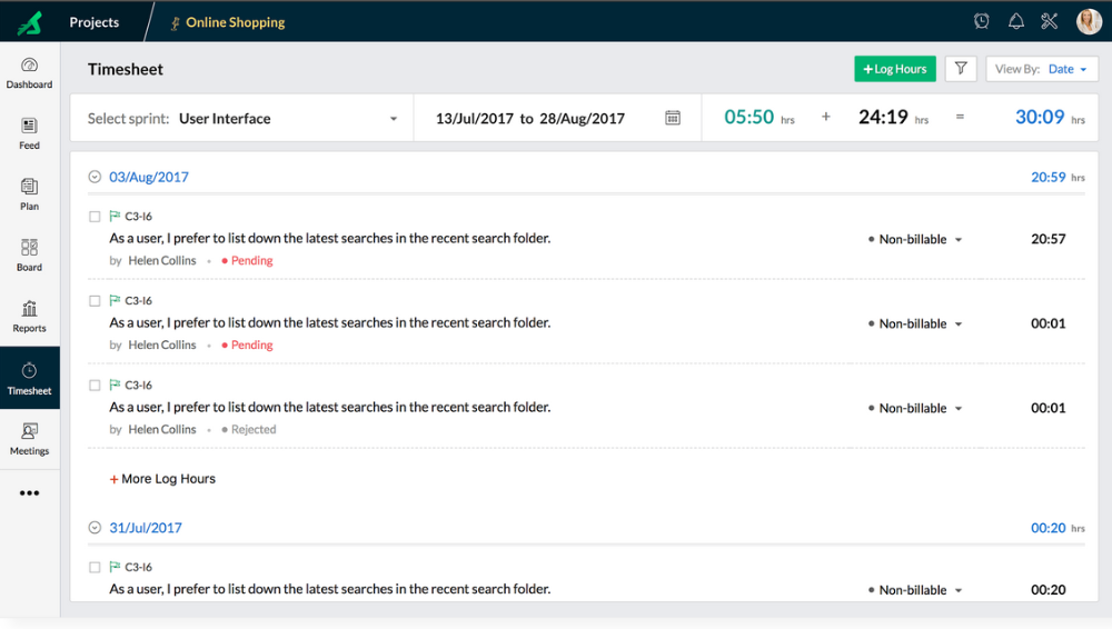 Manage project time with Zoho Sprints
